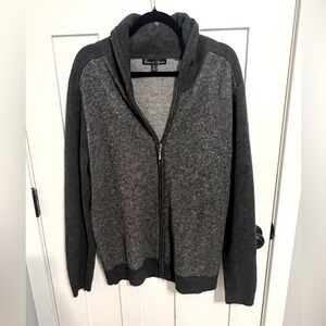 Davis & Squire Size XL Mens Lambs Wool Blend Full Zip Gray Color Block Sweater